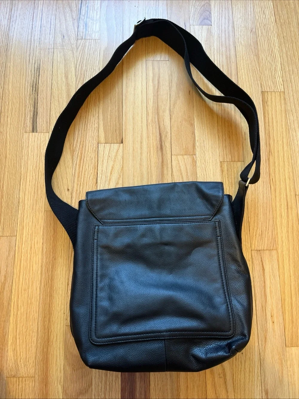 Jack Spade Pebbled Black Leather Messenger Bag Crossbody Field Bag